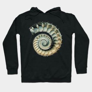 Fibonacci Sequence: Fibonacci Shell Art (on a Dark Knocked Out Background) Hoodie